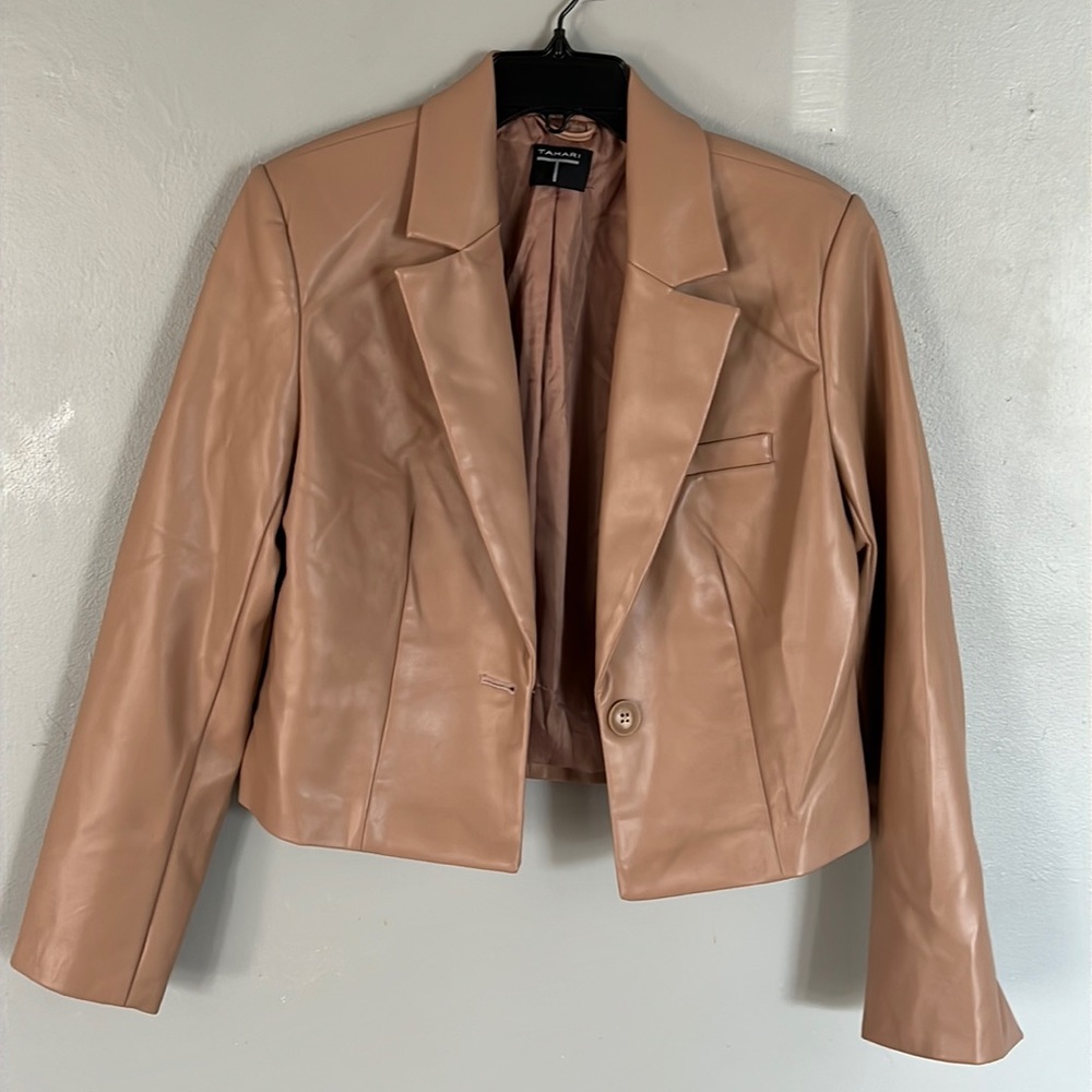 Tahari faux-leather blazer